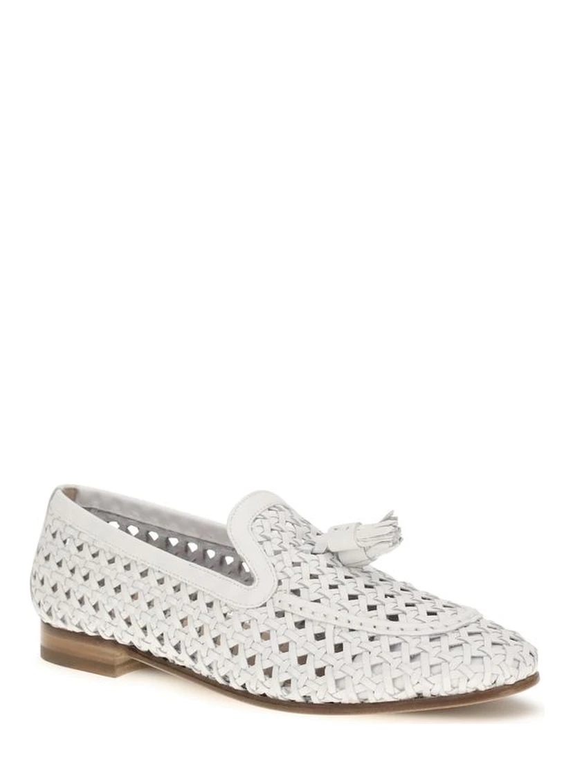 White Calf Leather Bos Taurus Slip-On Loafers