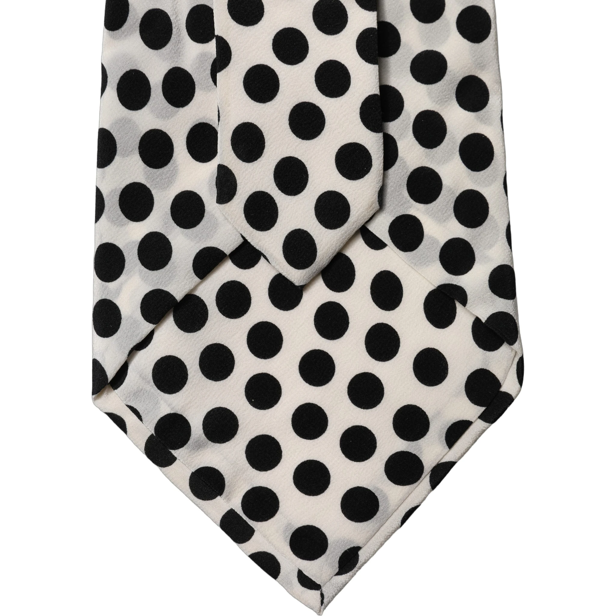 White Black Polka Dot Silk Adjustable Women Necktie Tie