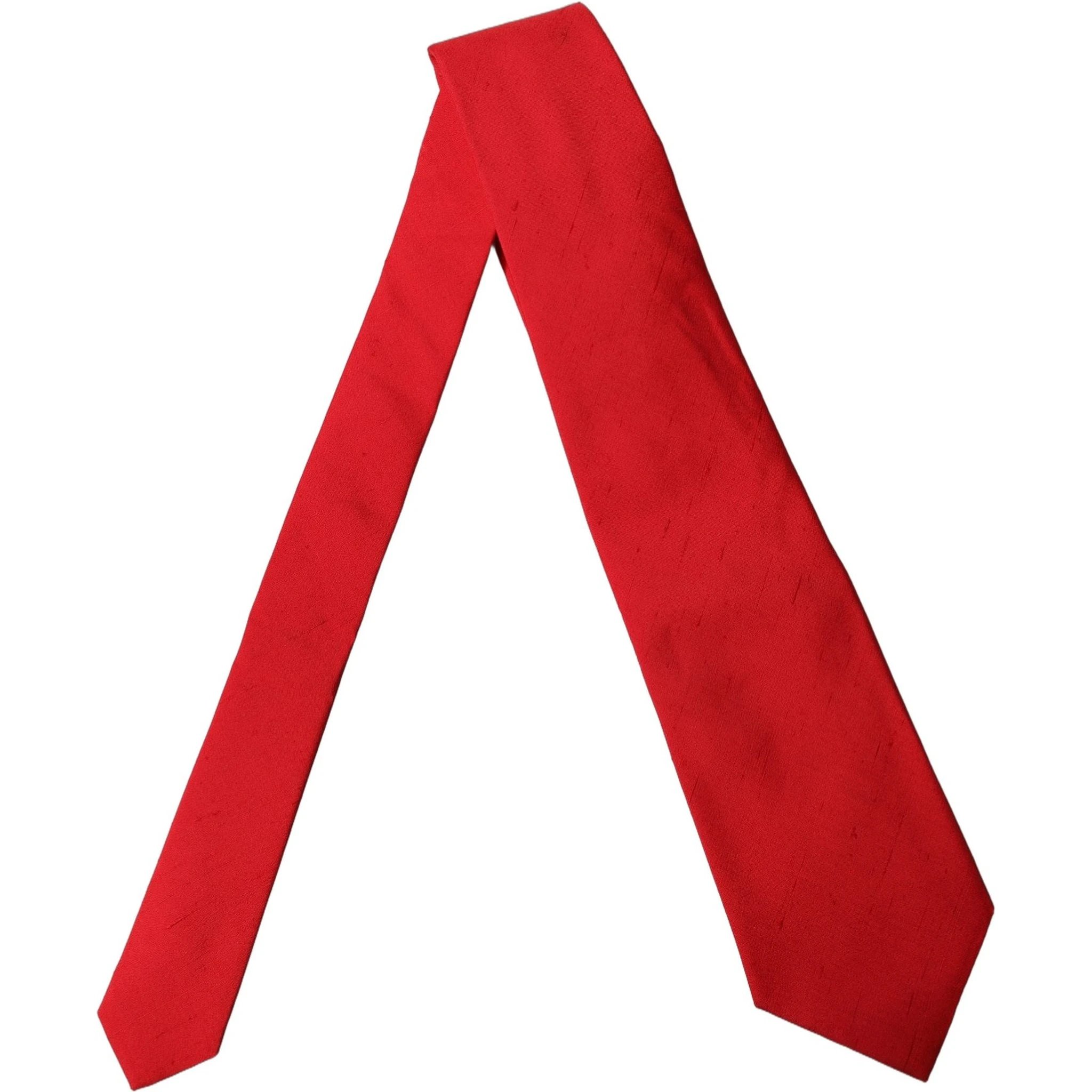 Red Solid Silk Cotton Adjustable Women Necktie Tie