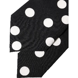 Black White Polka Dot Silk Adjustable Women Necktie Tie