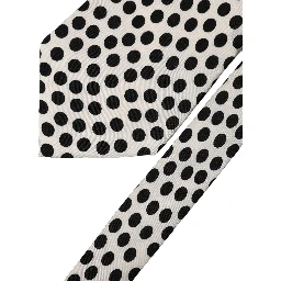 White Black Polka Dot Silk Adjustable Women Necktie Tie