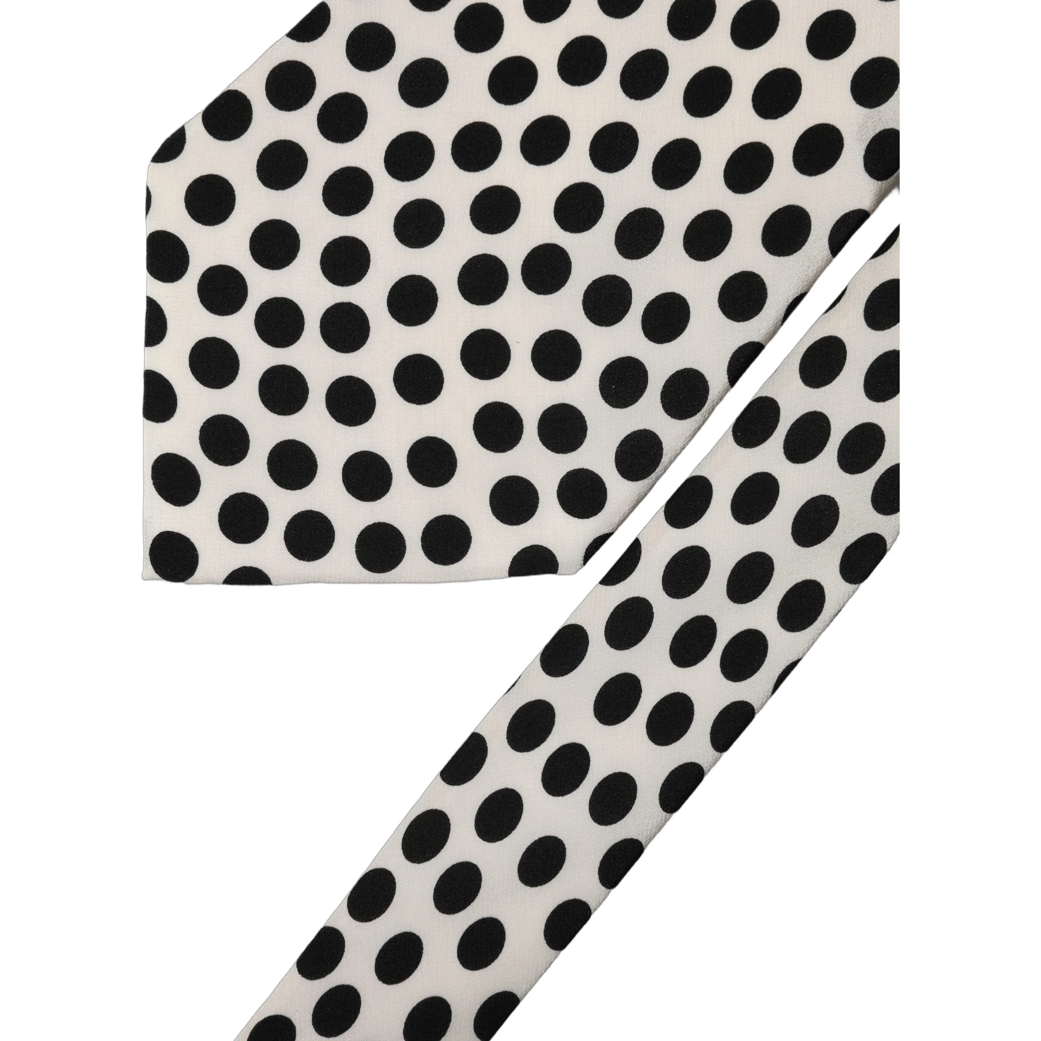 White Black Polka Dot Silk Adjustable Women Necktie Tie