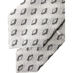 White Patterned Silk Adjustable Women Tied Necktie Tie