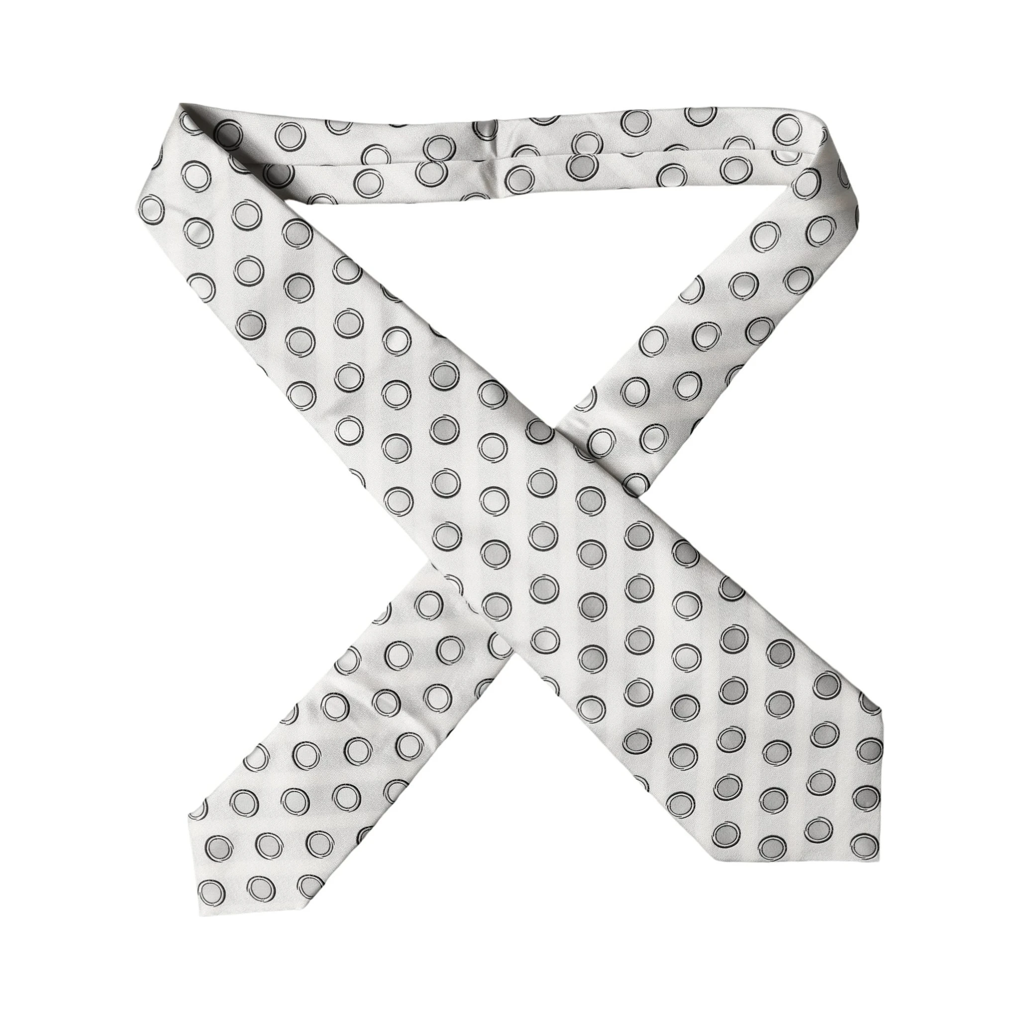 White Gray Polka Dot Silk Adjustable Women Necktie Tie