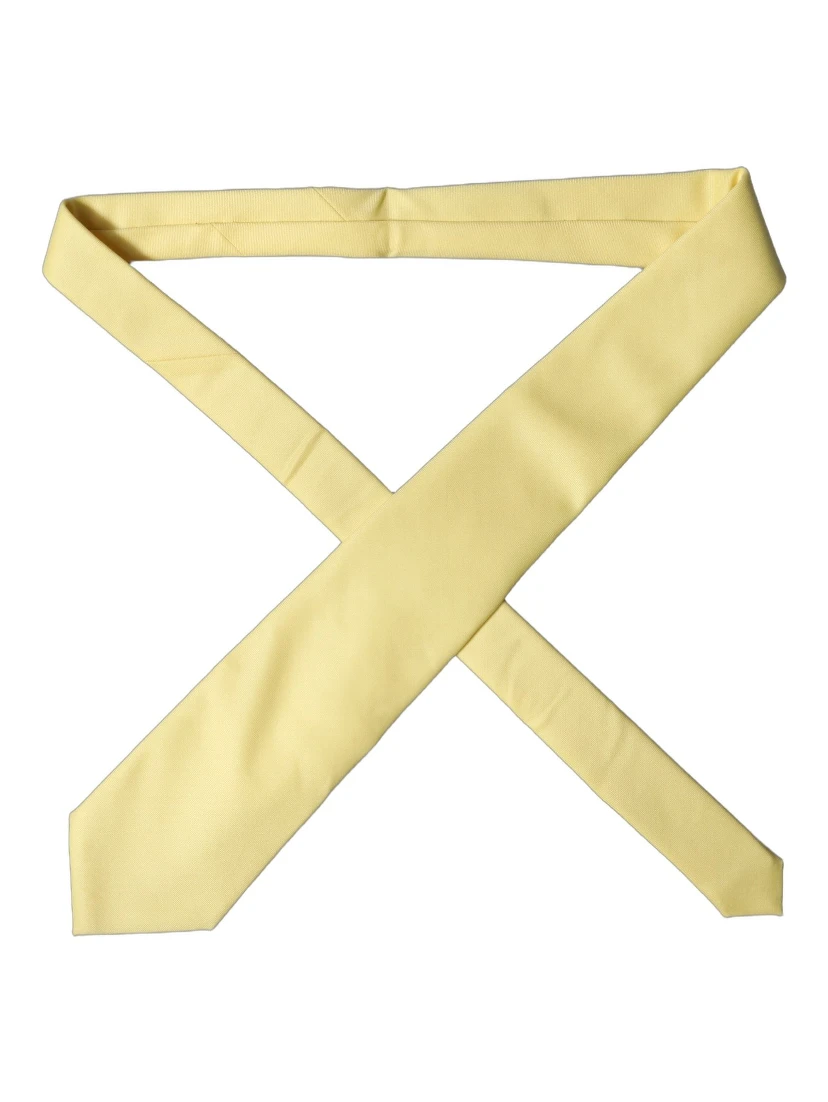 Yellow Solid Satin Silk Adjustable Women Tied Necktie Tie