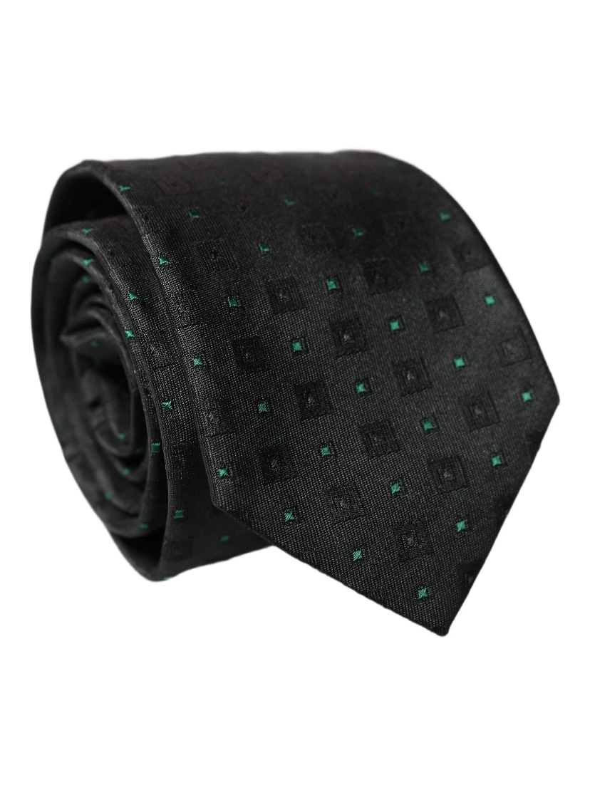 Black Geometric Silk Adjustable Men Tied Necktie Tie