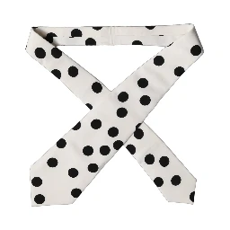 White Black Polka Dot Silk Adjustable Women Necktie Tie