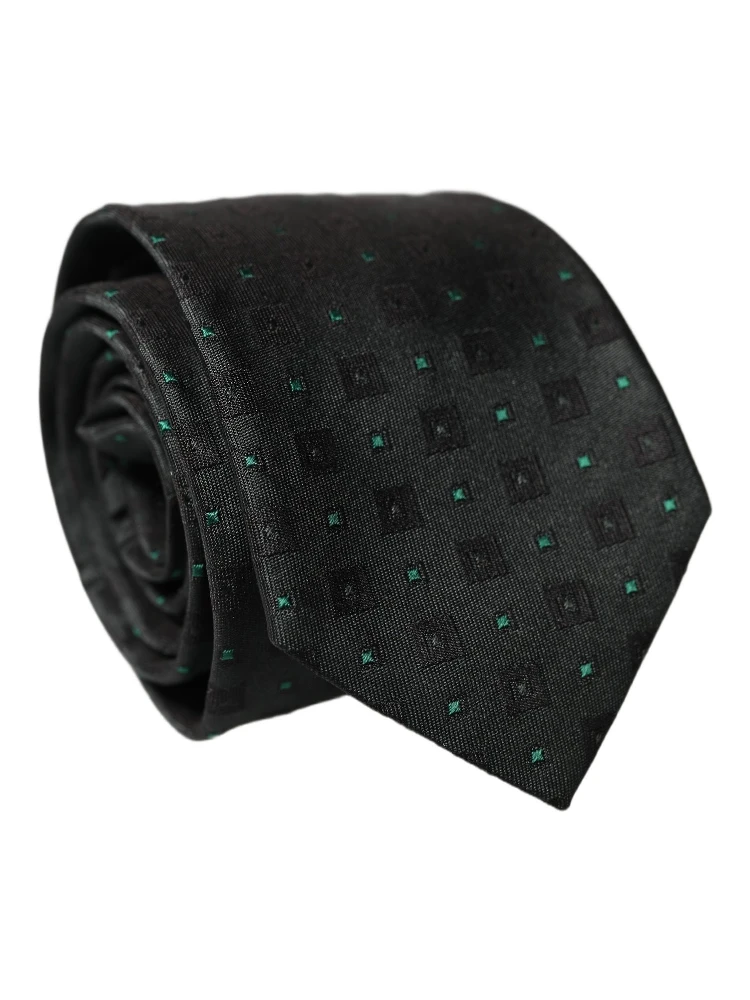 Black Geometric Silk Adjustable Men Tied Necktie Tie alternative