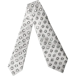 White Gray Polka Dot Silk Adjustable Women Necktie Tie