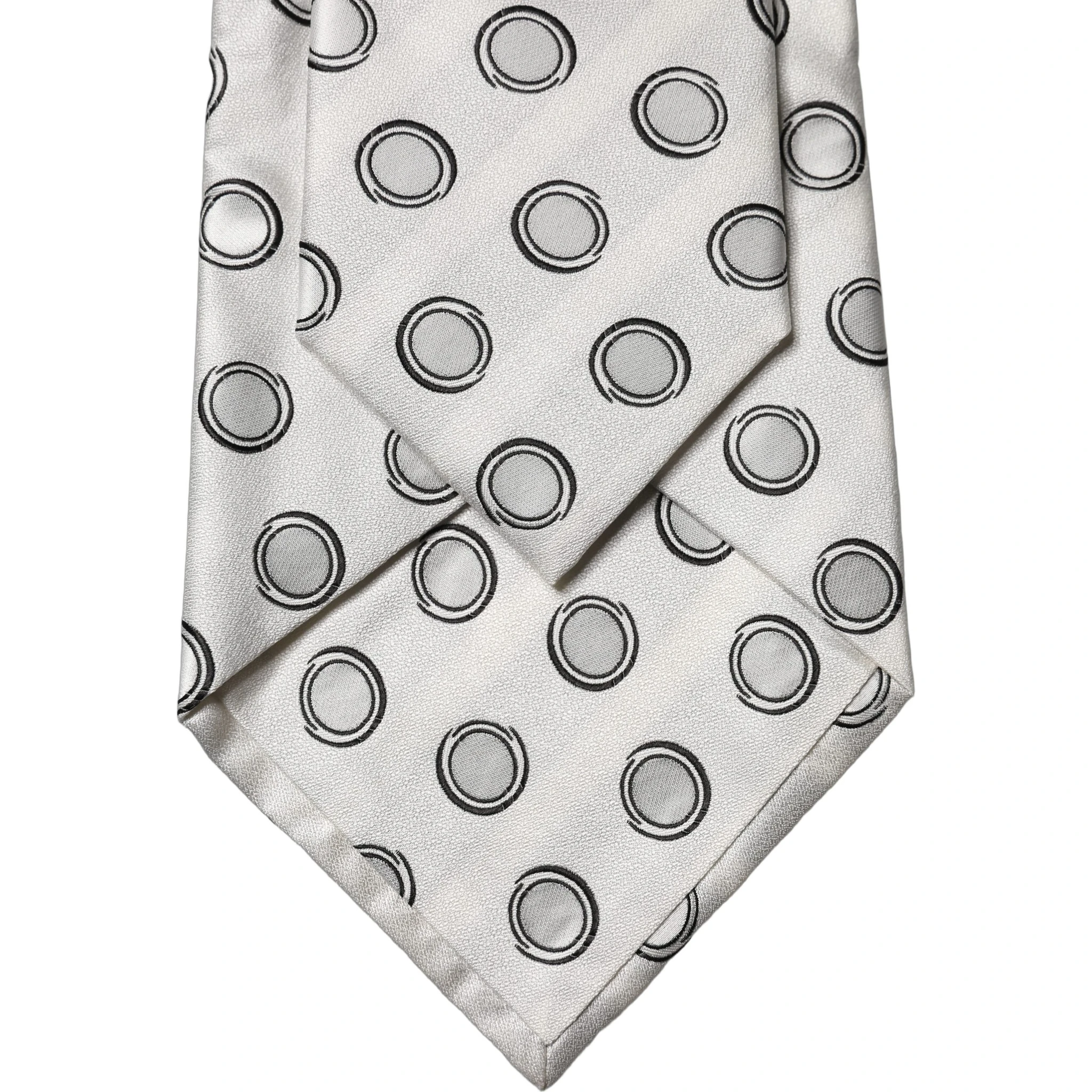 White Gray Polka Dot Silk Adjustable Women Necktie Tie
