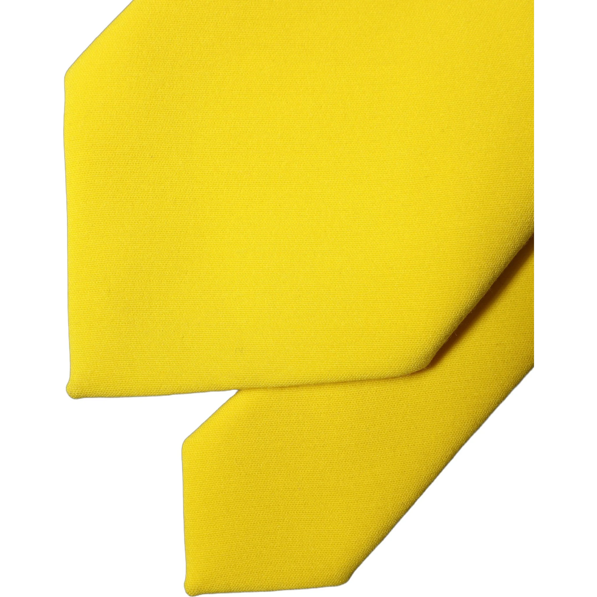 Yellow Solid Polyester Adjustable Women Tied Necktie Tie