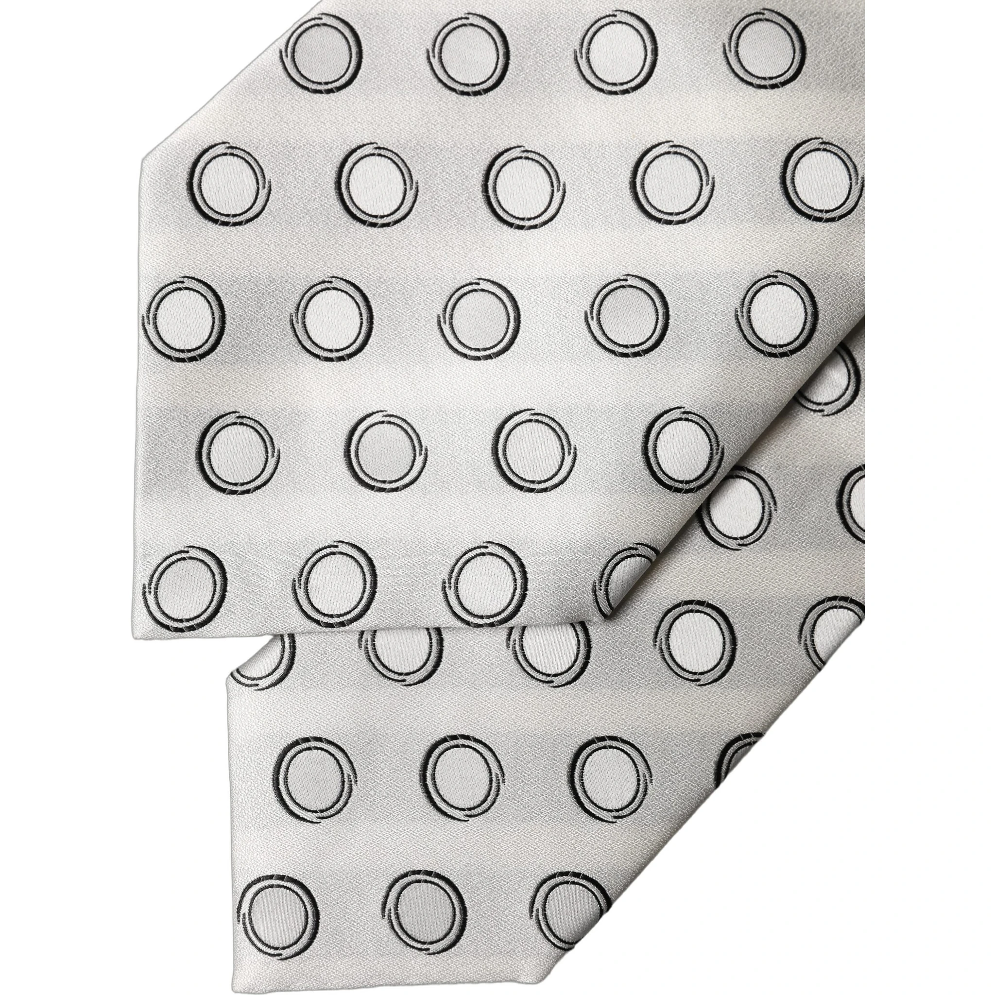 White Gray Polka Dot Silk Adjustable Women Necktie Tie