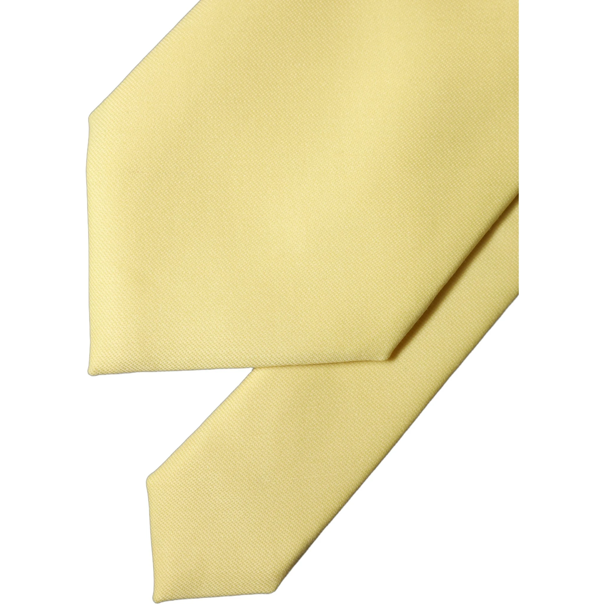 Yellow Solid Satin Silk Adjustable Women Tied Necktie Tie