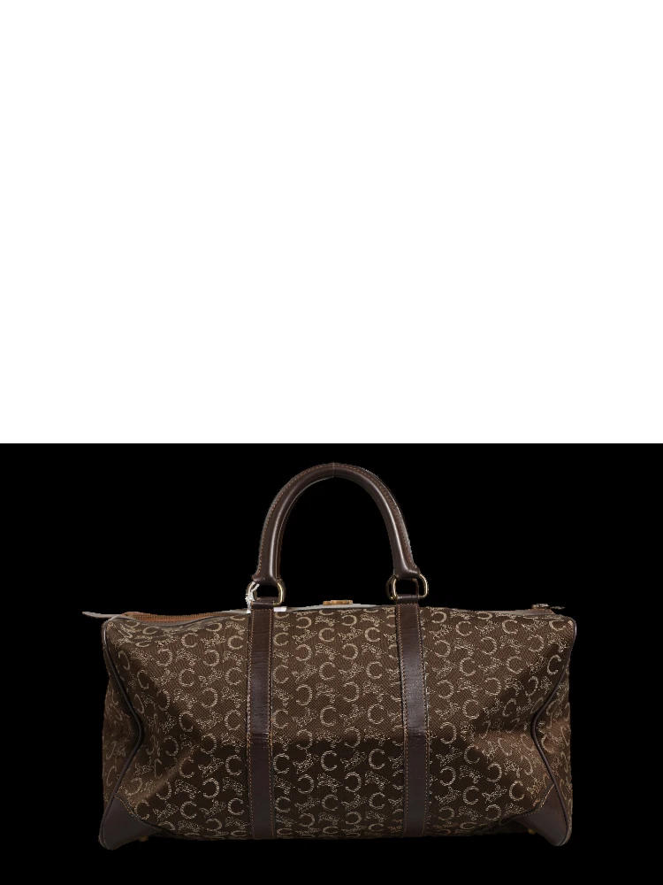 Dark brown and Gold logo duffel