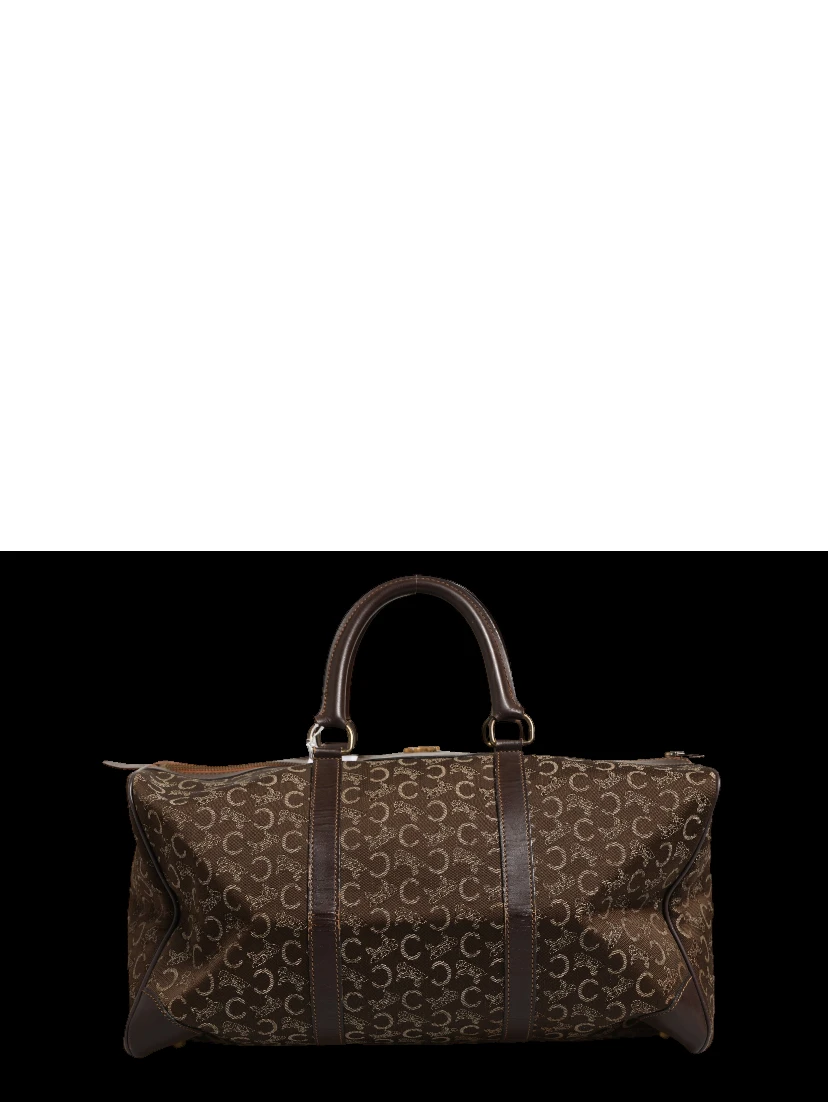 Dark brown and Gold logo duffel