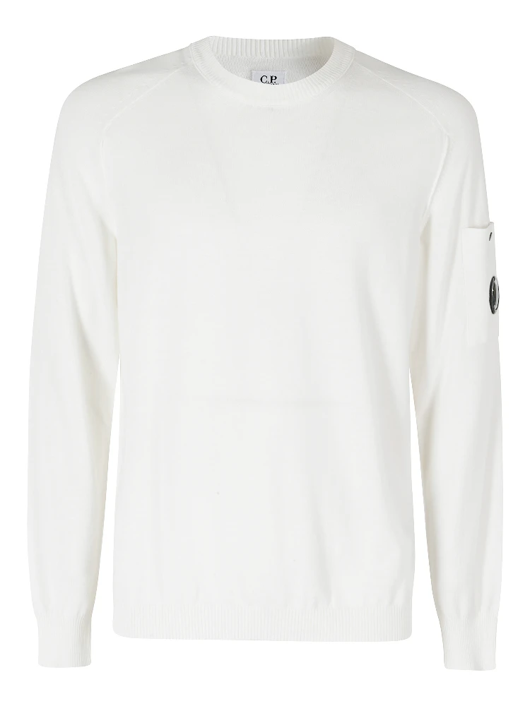 COTTON CREPE CREWNECK LENS SWEATER