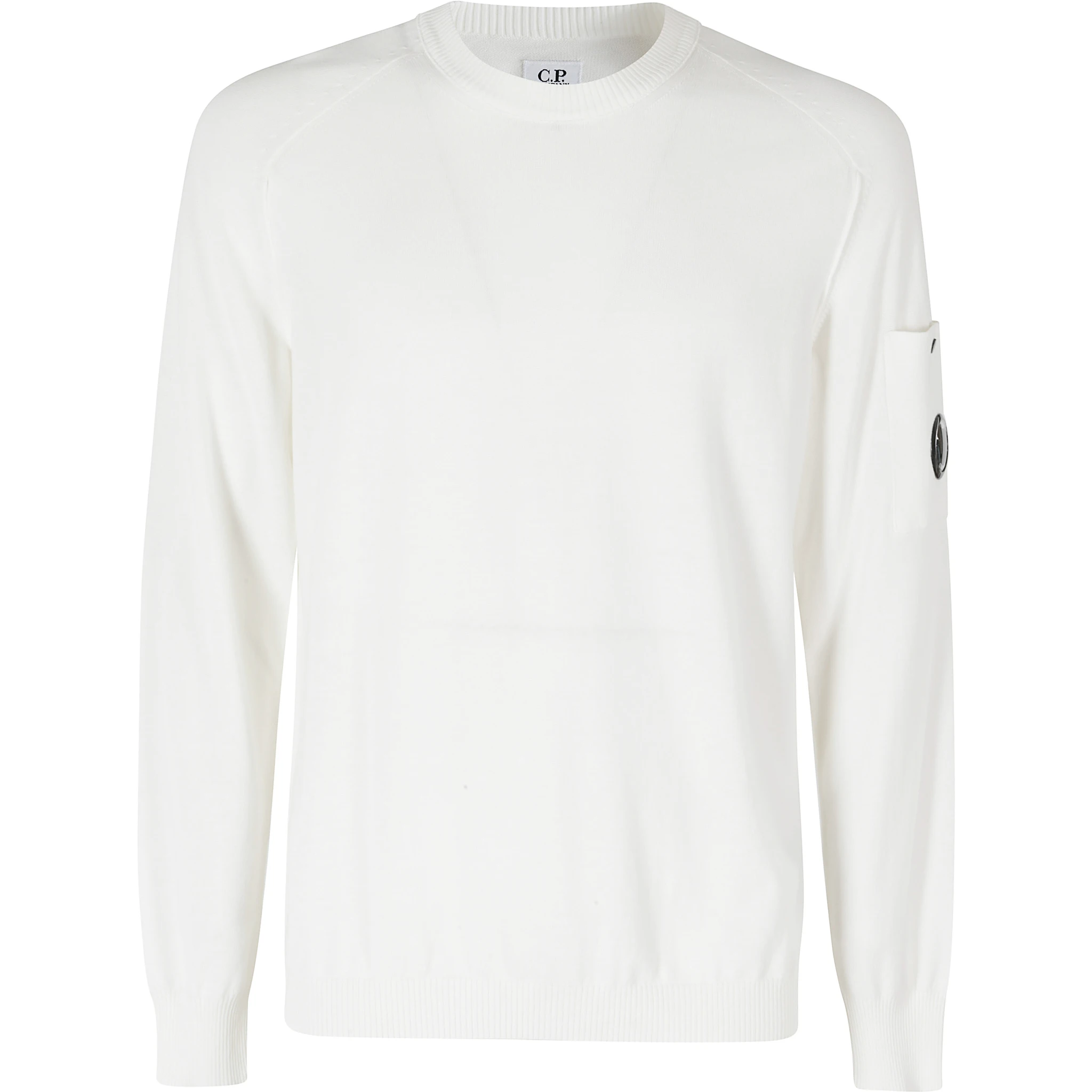 COTTON CREPE CREWNECK LENS SWEATER