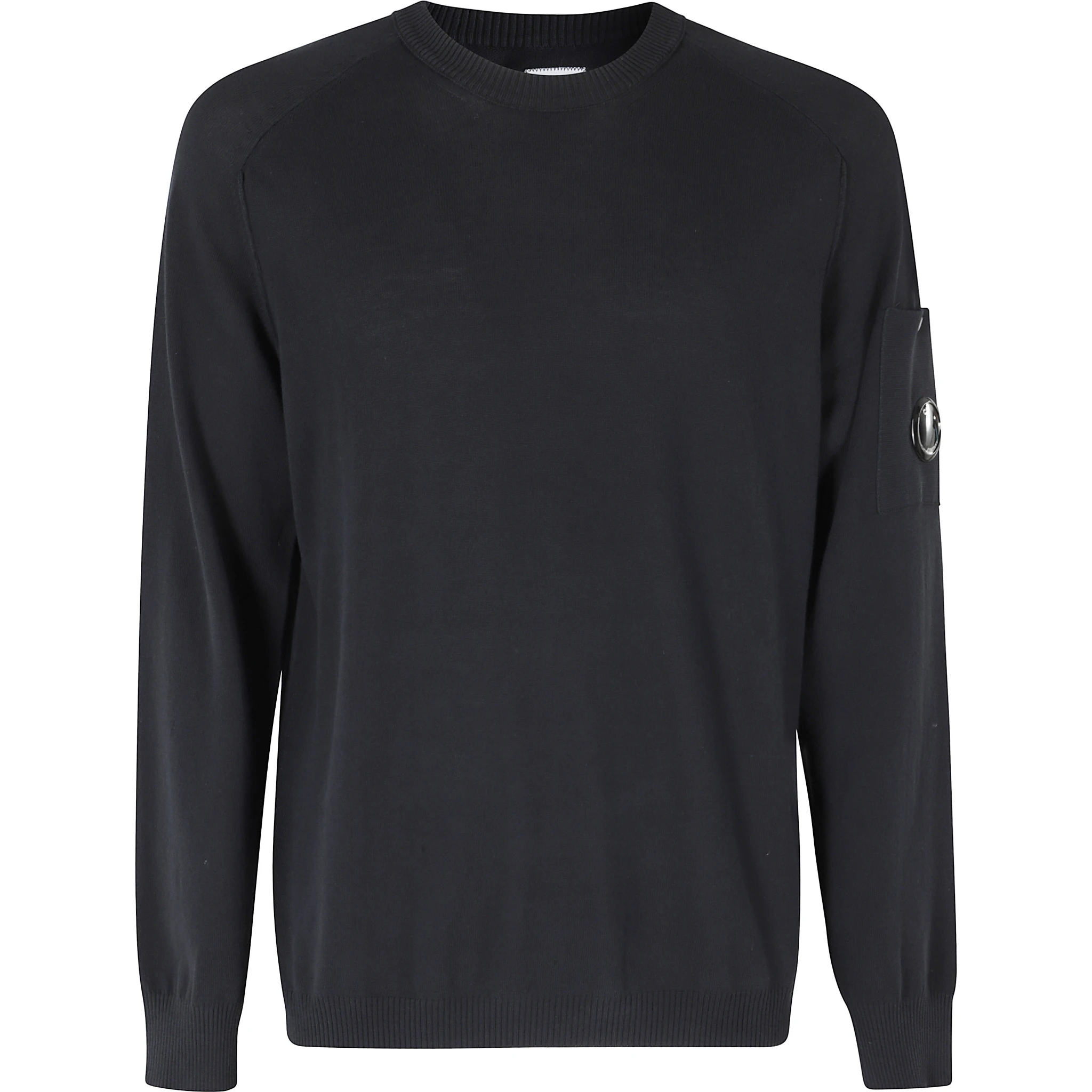 COTTON CREPE CREWNECK LENS SWEATER