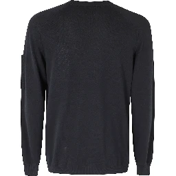 COTTON CREPE CREWNECK LENS SWEATER