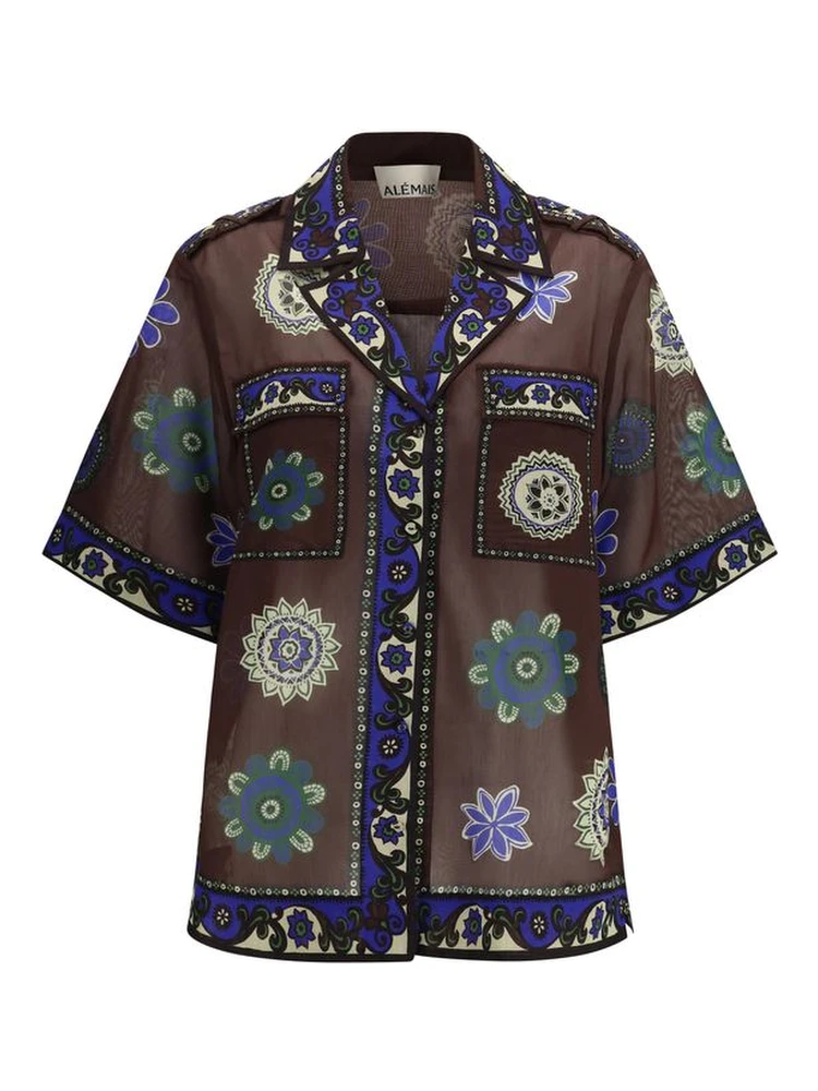 Brown Ramie Pattern Shirt