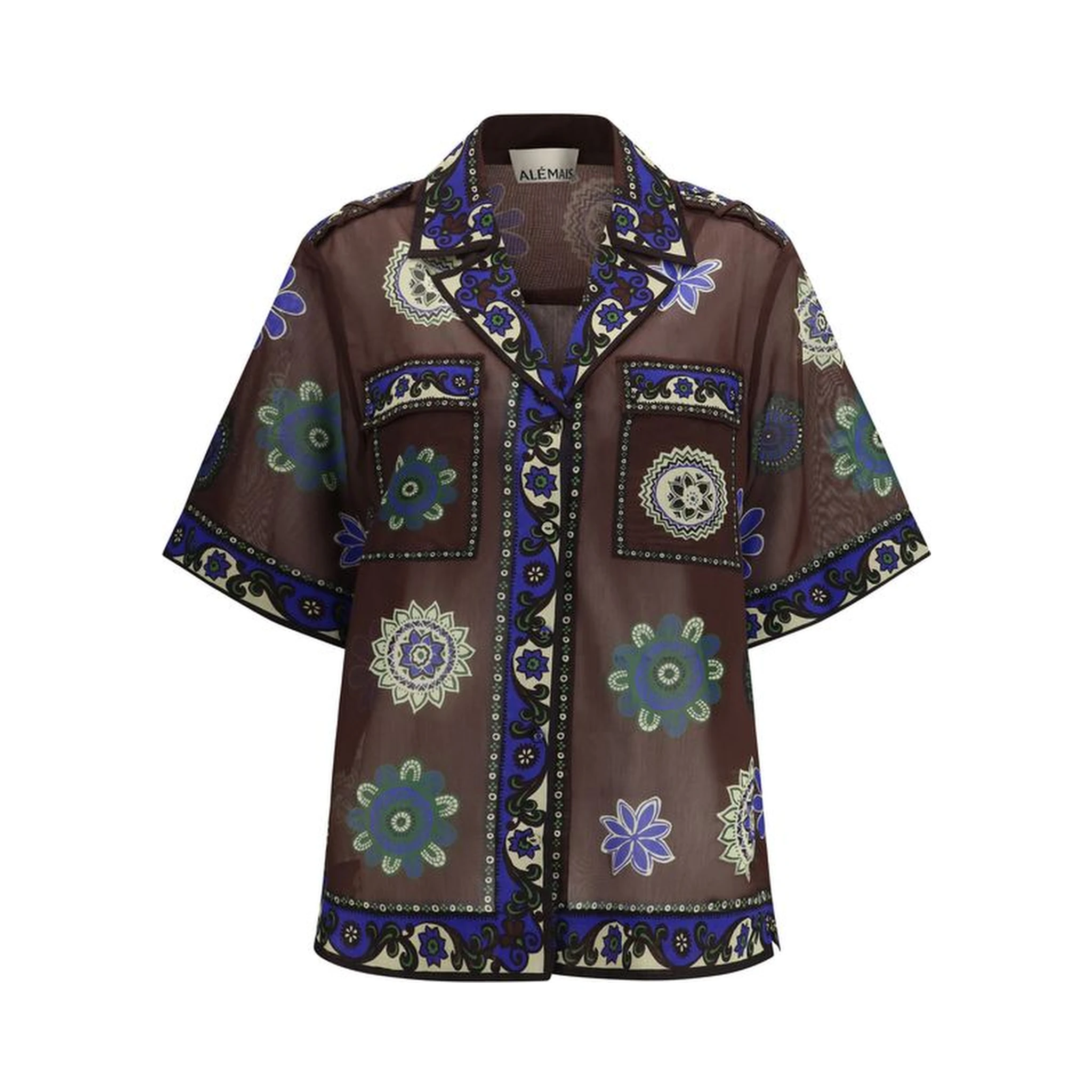Brown Ramie Pattern Shirt