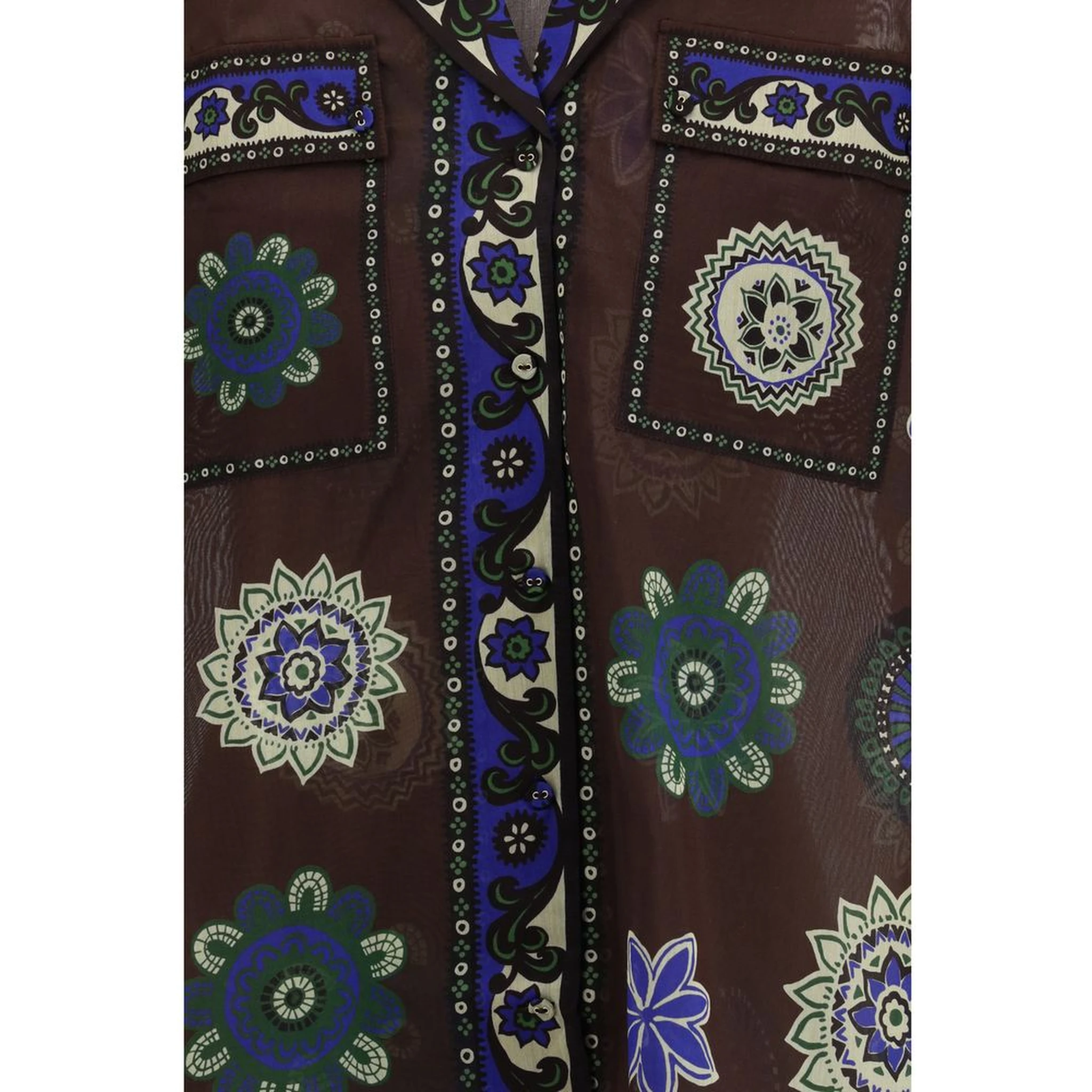 Brown Ramie Pattern Shirt