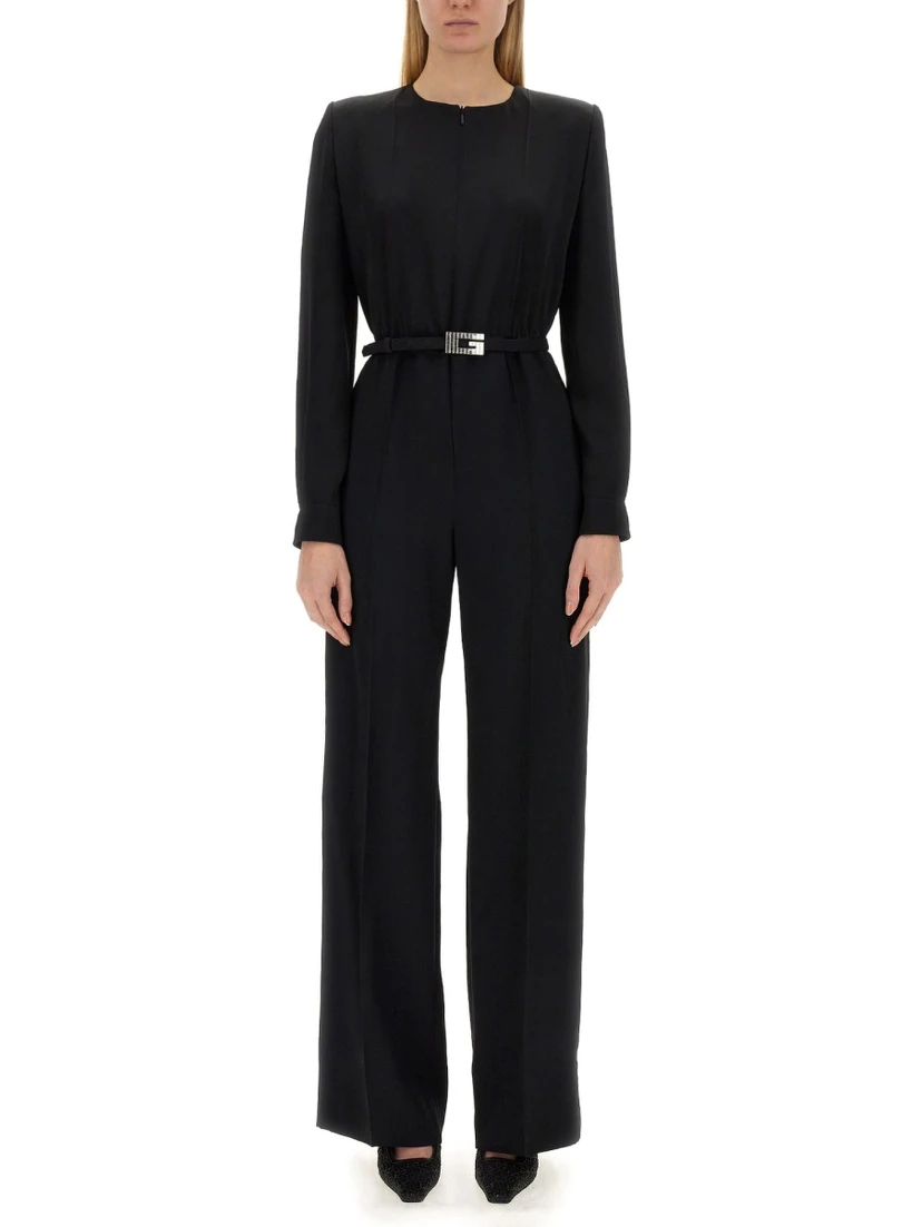 VISCOSE JUMPSUIT WITH BELT