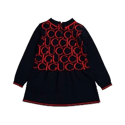 b l/s dress wo gucci jacquard/ ultramarine/red