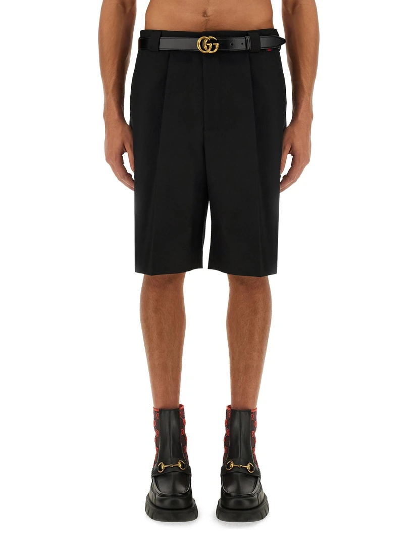 WOOL BLEND TWILL SHORTS