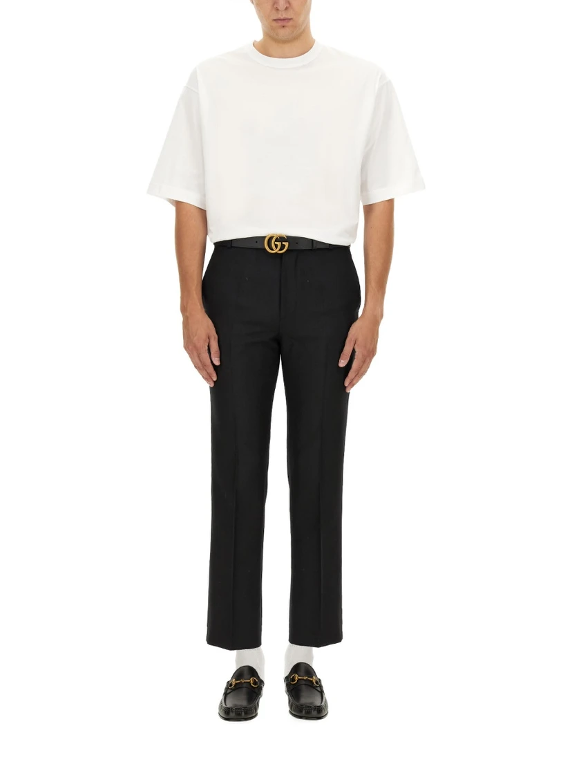 WOOL BLEND TWILL PANTS