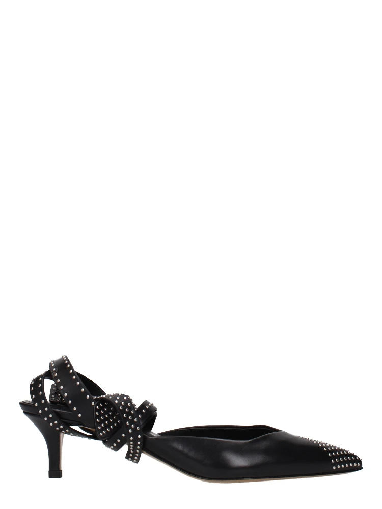 Black Leather High Heel Pumps