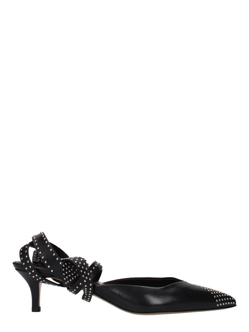 Black Leather High Heel Pumps