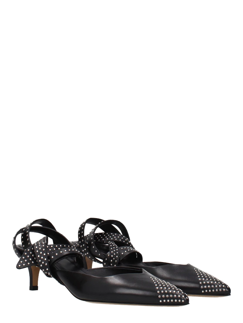 Black Leather High Heel Pumps