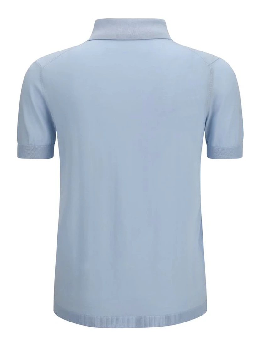 Blue Cotton Polo Shirt