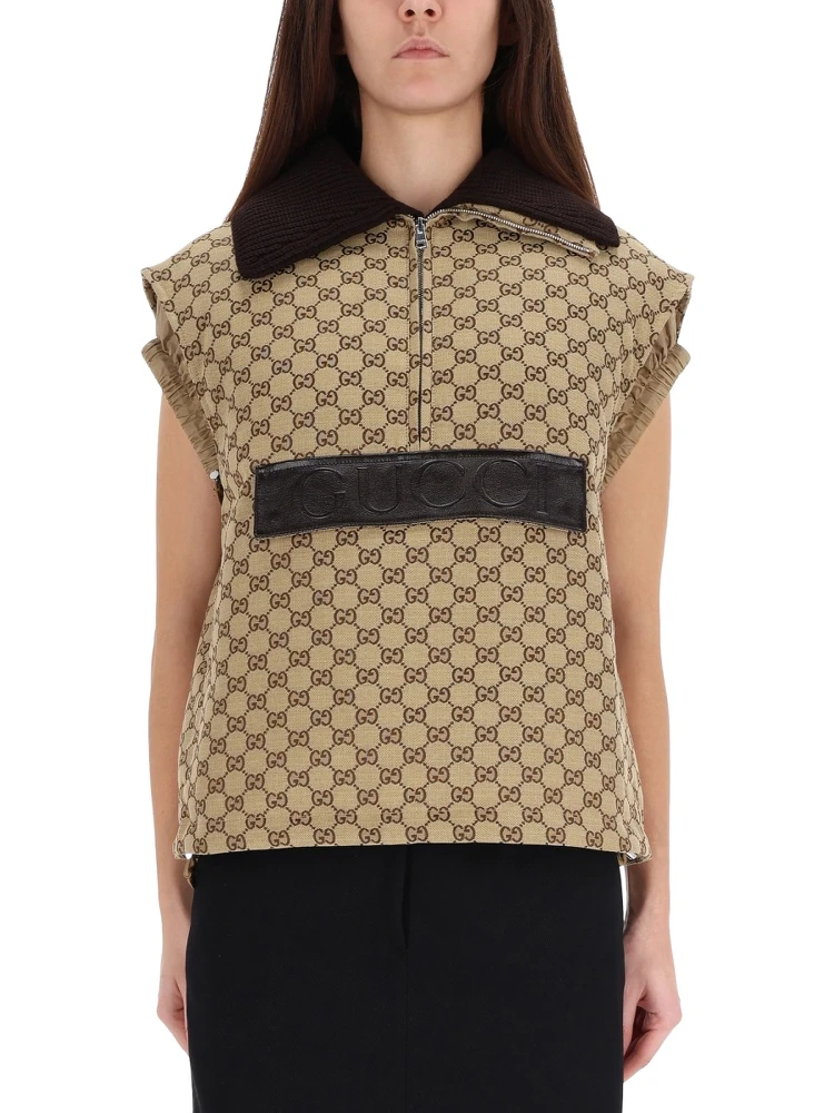 VEST WITH LEATHER LABEL