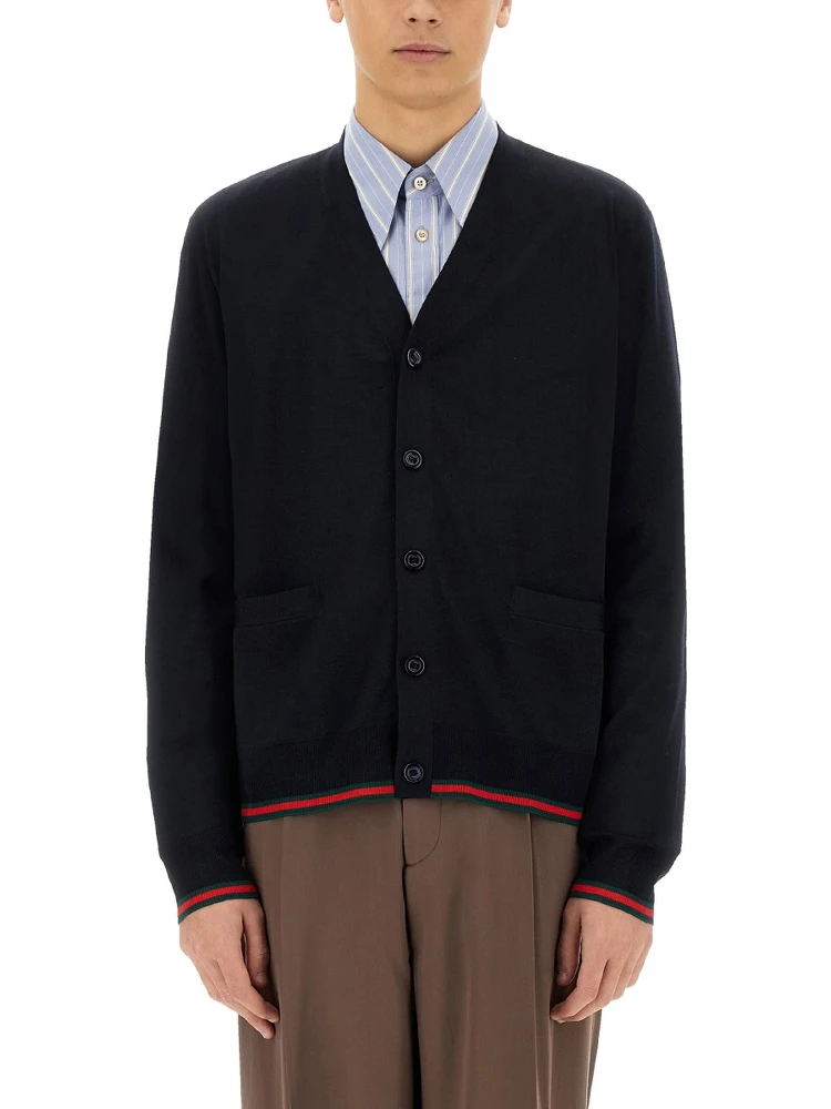 KNITTED WOOL CARDIGAN WITH WEB PATTERN