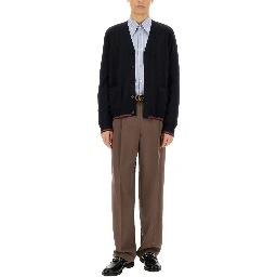 KNITTED WOOL CARDIGAN WITH WEB PATTERN