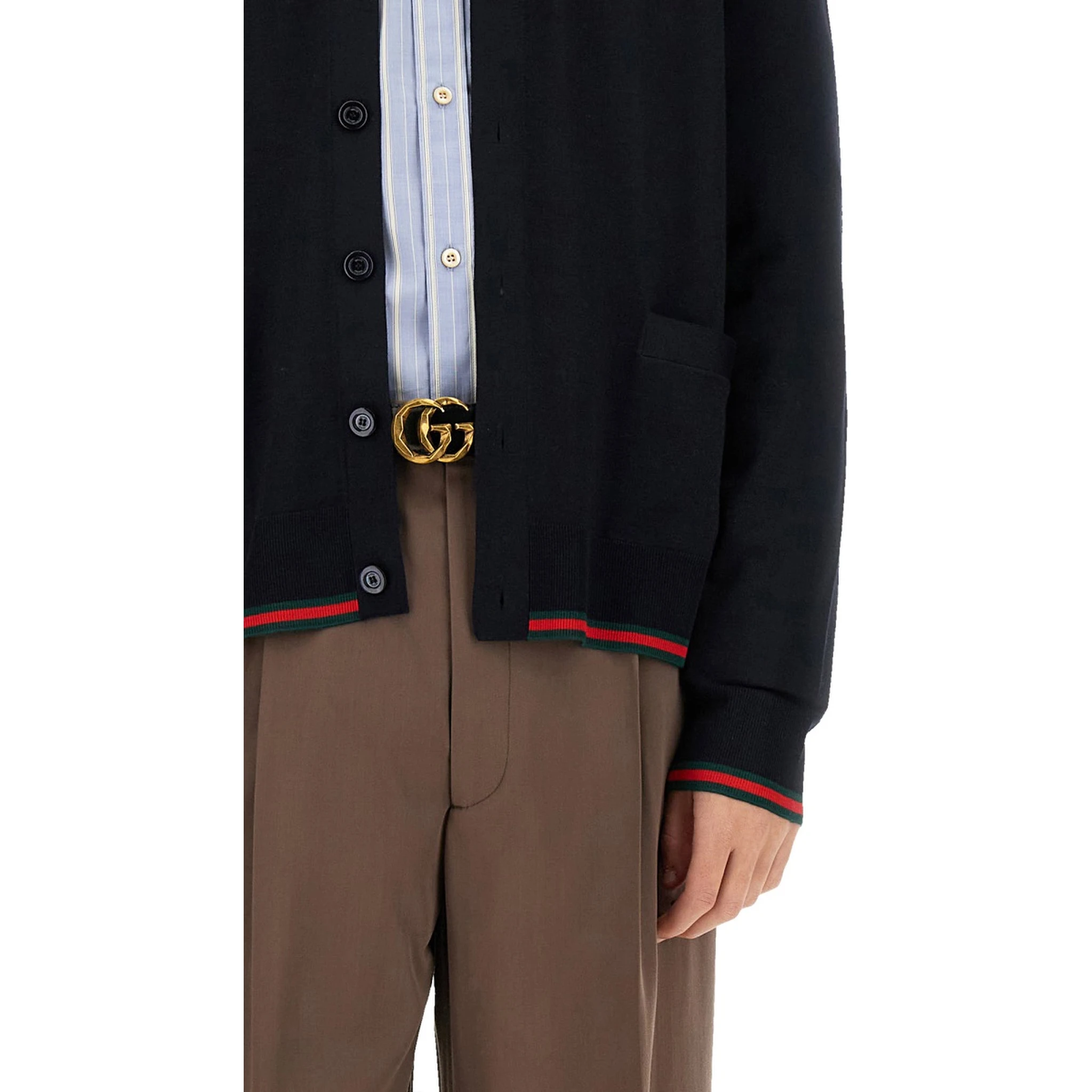 KNITTED WOOL CARDIGAN WITH WEB PATTERN