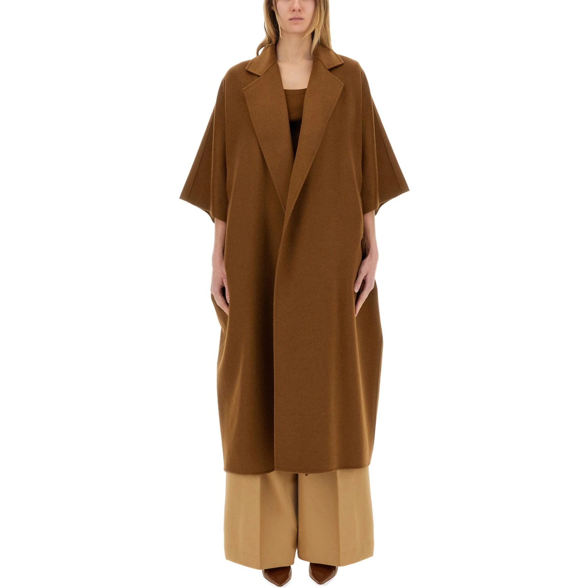 CAMEL DRAP CAPE COAT