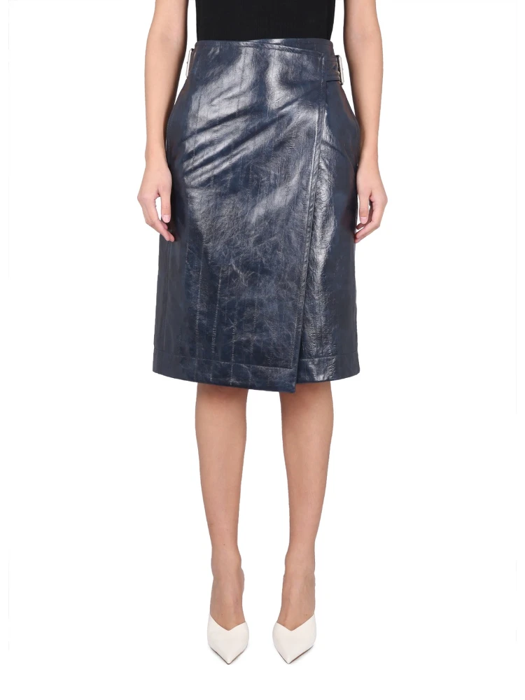 LEATHER MIDI SKIRT