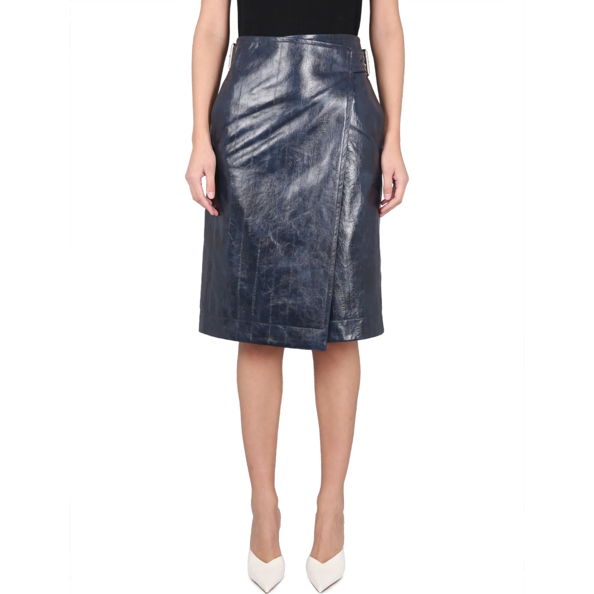 LEATHER MIDI SKIRT