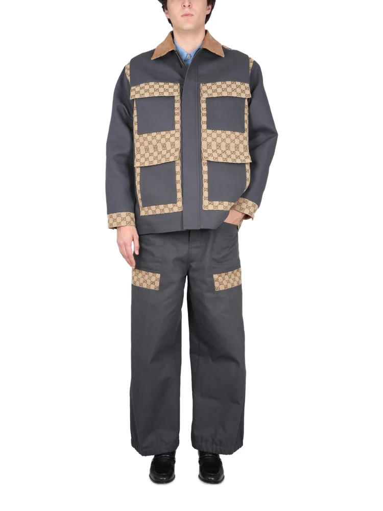 COTTON FABRIC PANTS WITH GG INSERTS alternative