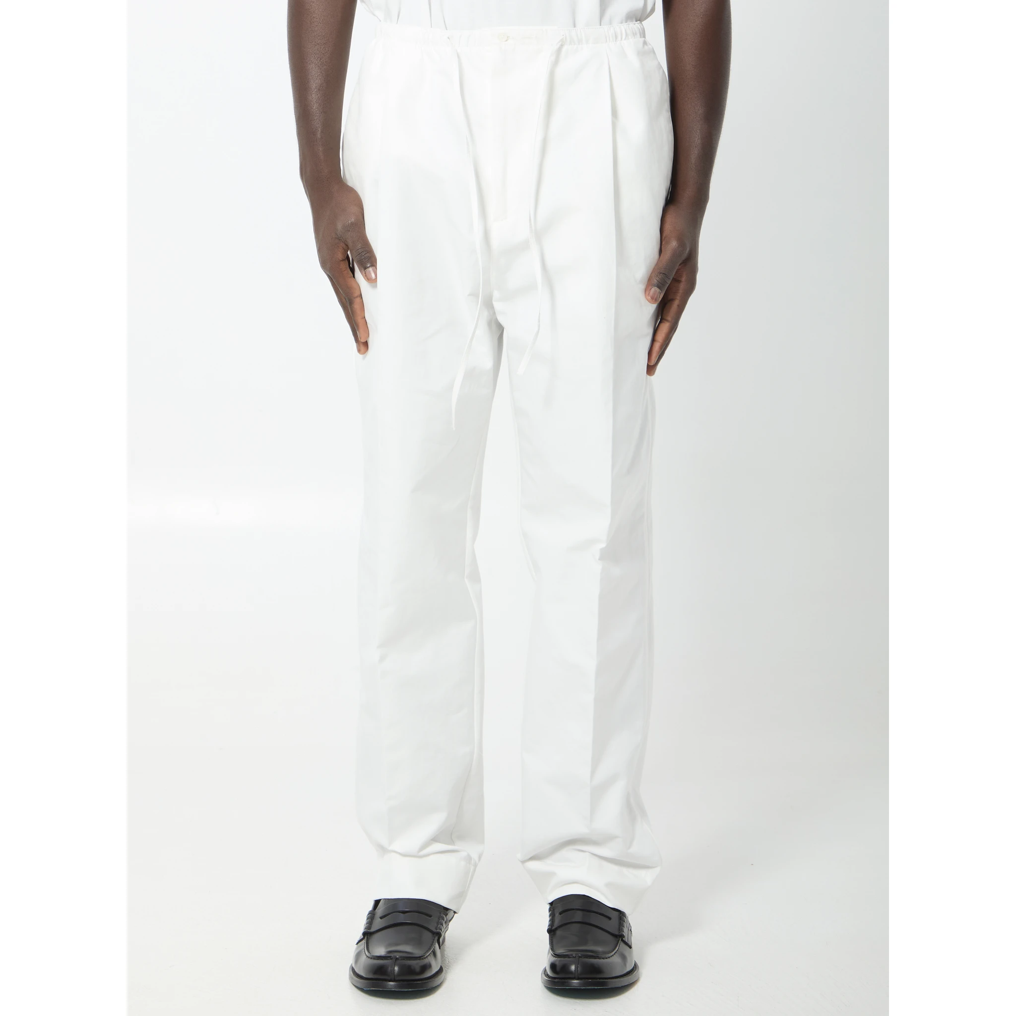 Compact cotton canvas trousers
