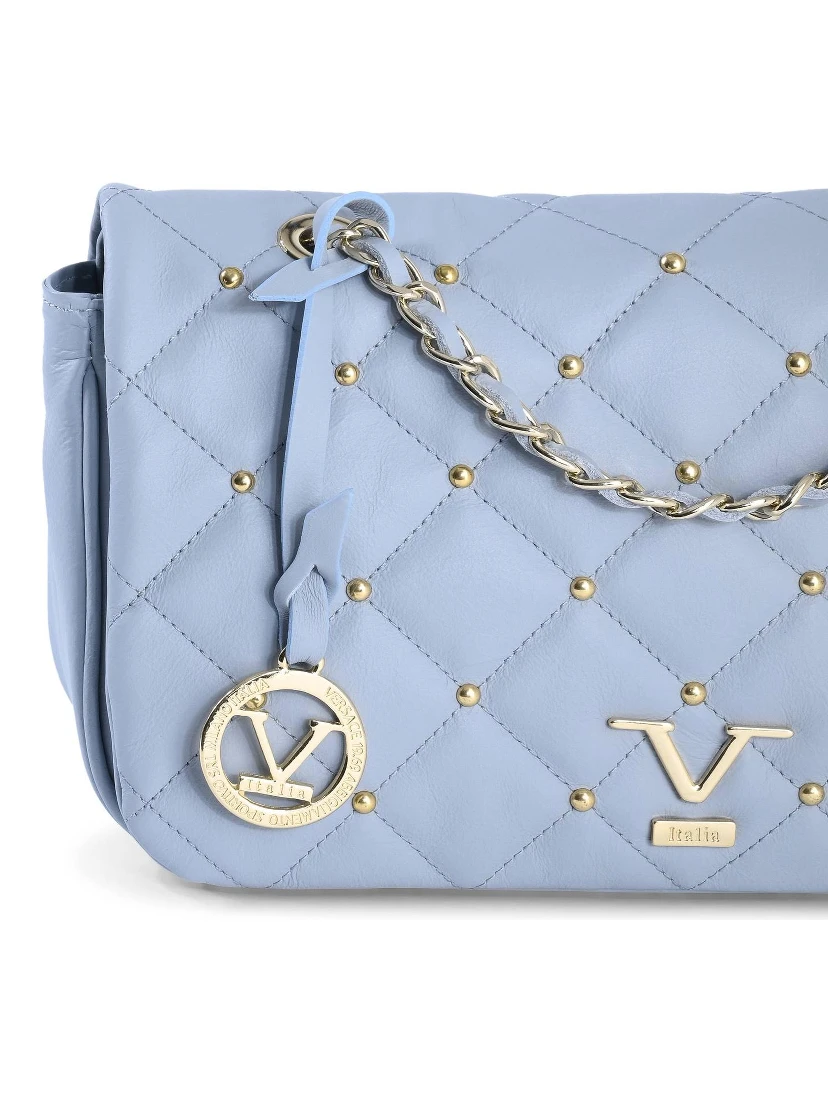 Blue Leather Shoulder Bag