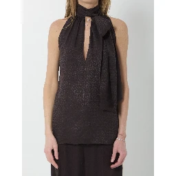 Silk jacquard top with Horsebit
