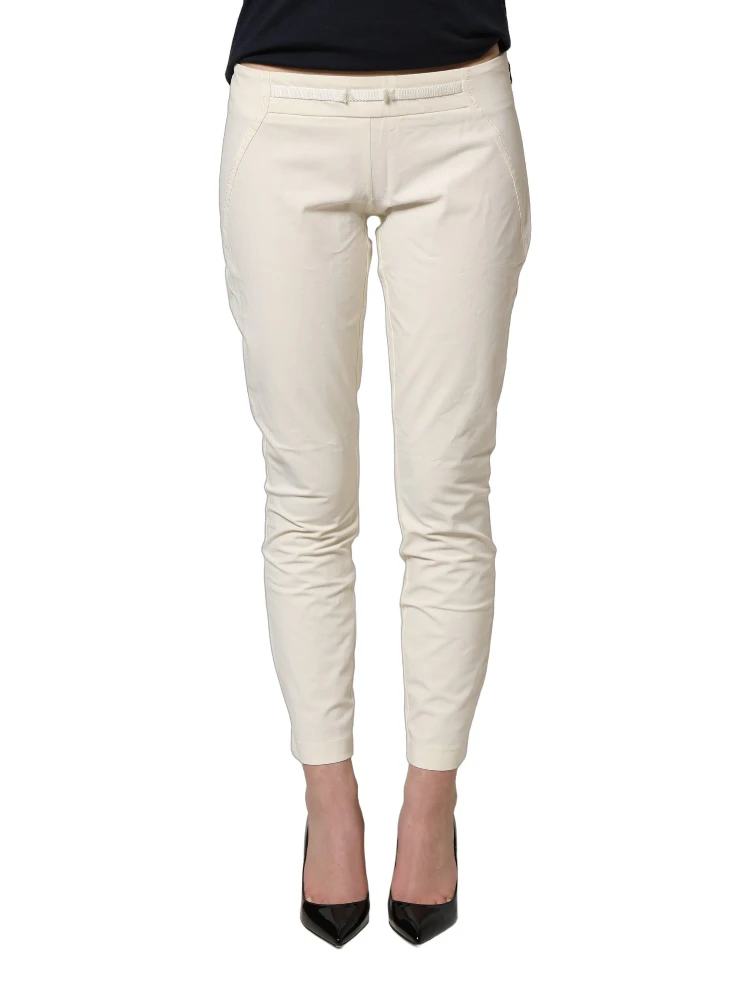 White Low Waist Skinny Women Trouser Pants