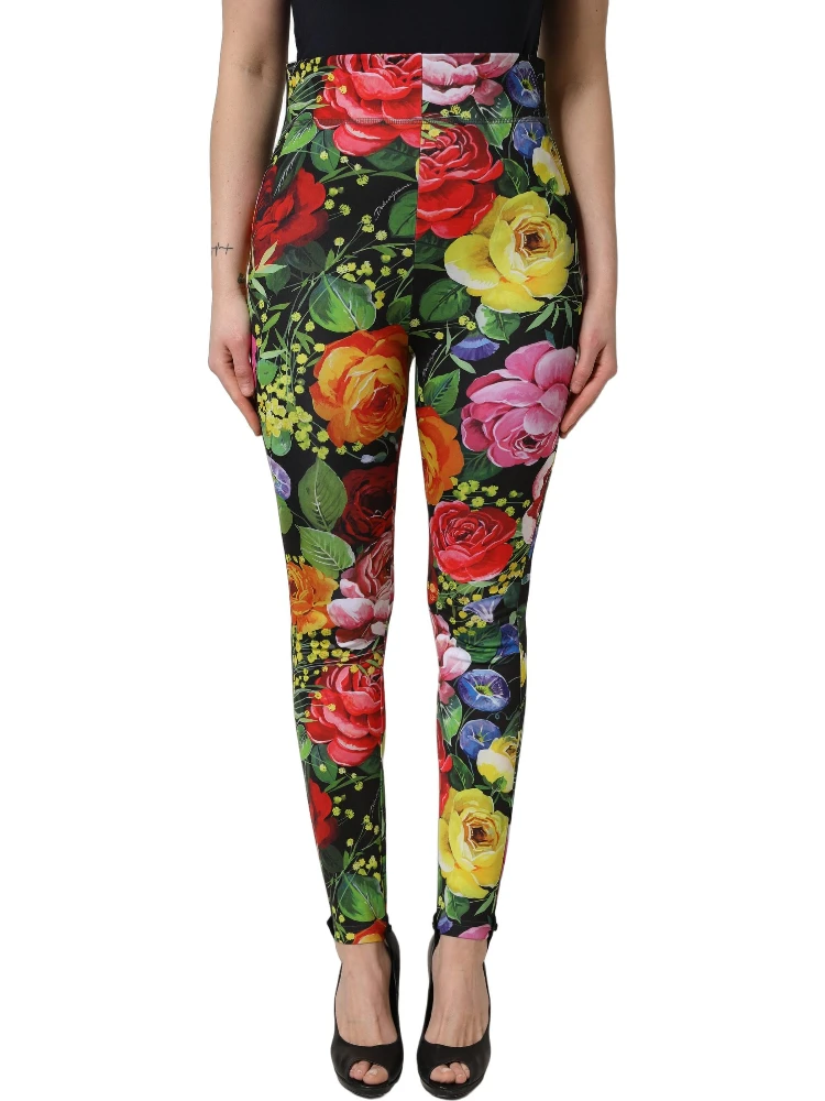 Multicolor Floral Stretch Jersey Leggings Pants alternative