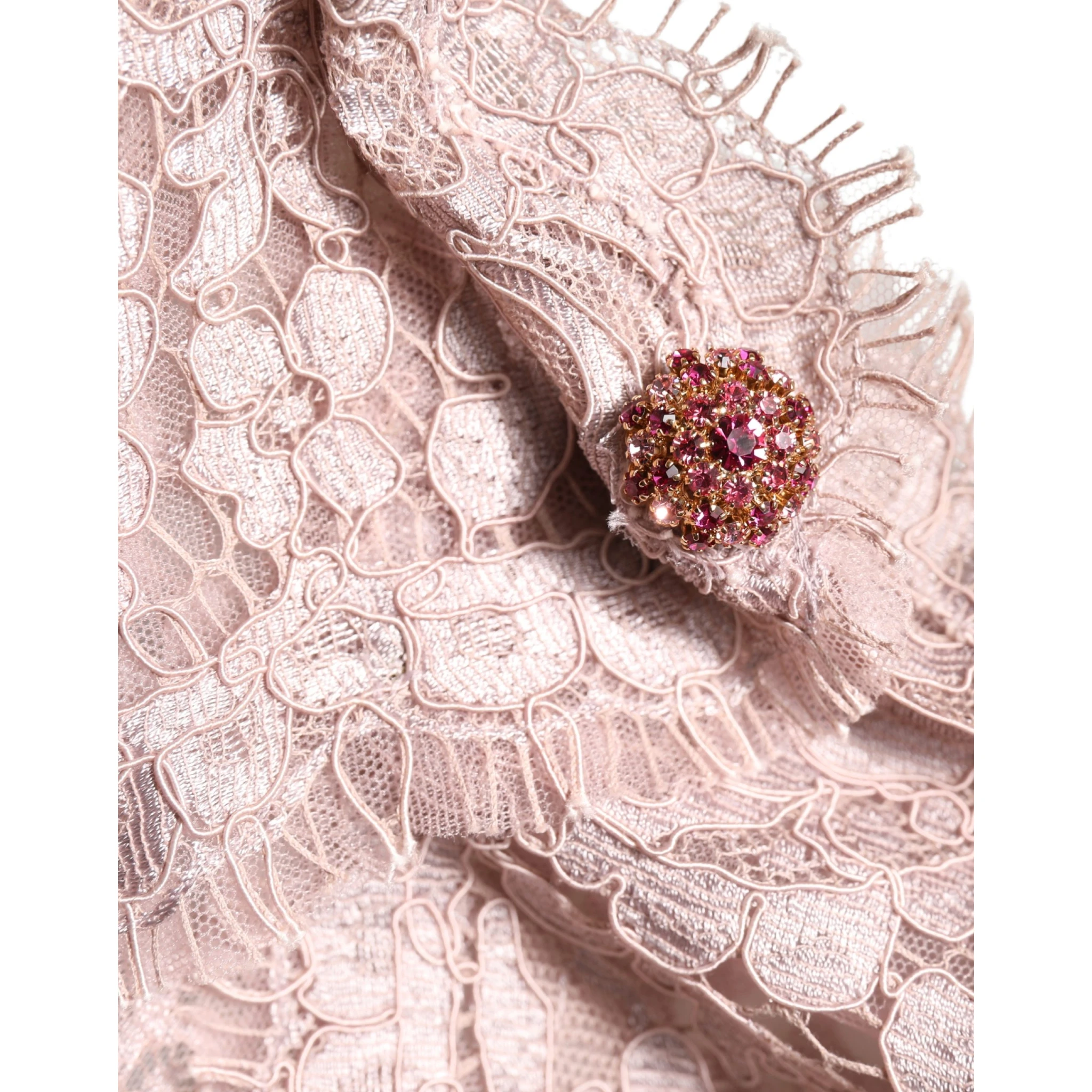 Pink Lace Long Sleeves Evening Gown Dress
