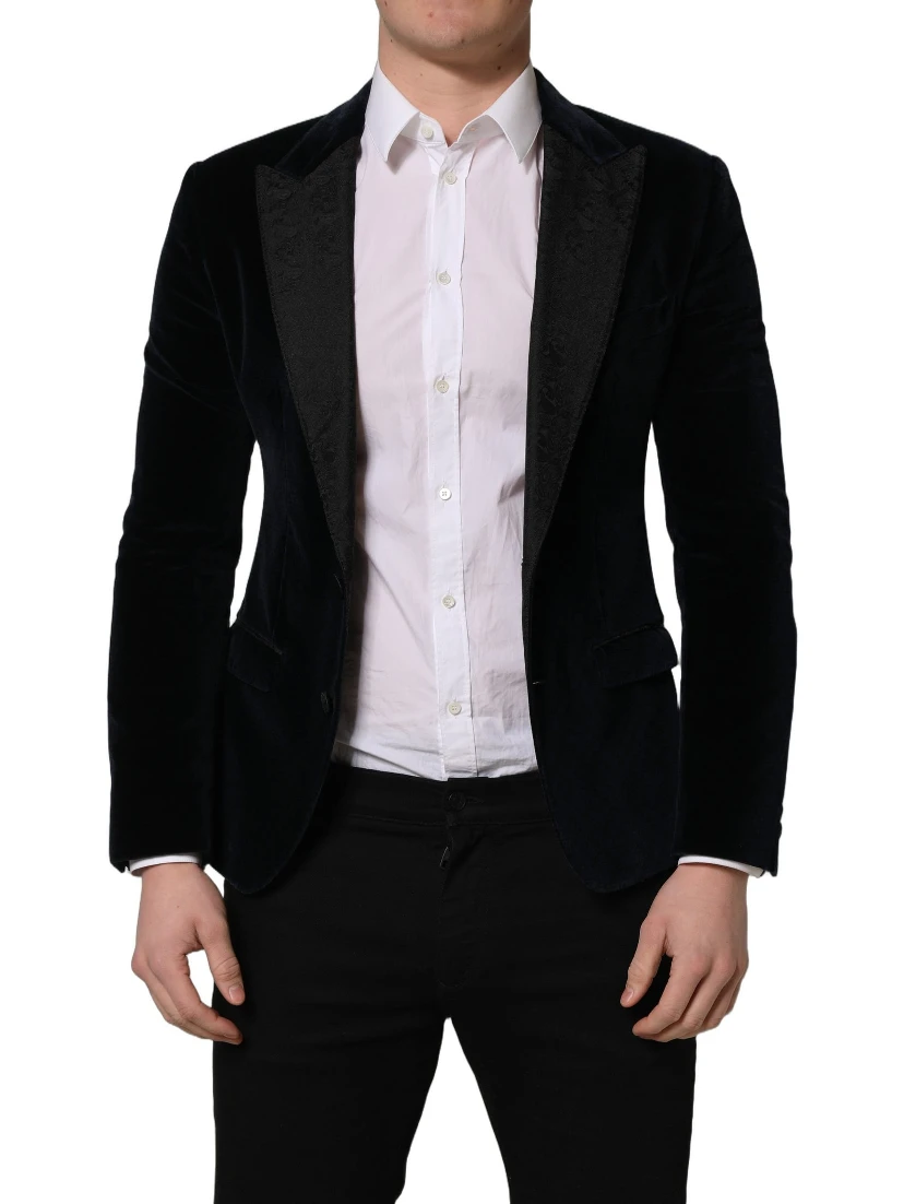 Black Cotton Single Breasted Jacket Blazer