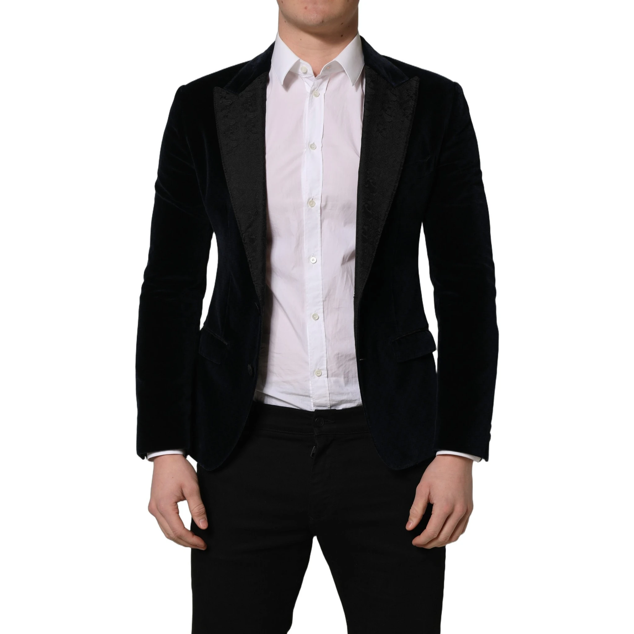 Black Cotton Single Breasted Jacket Blazer